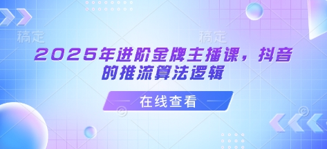 2025年进阶金牌主播课，抖音的推流算法逻辑-风淘社