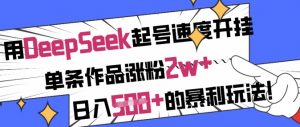用DeepSeek起号速度开挂,单条作品涨粉2w+,日入5张+的暴利玩法-风淘社