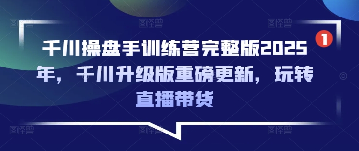 千川操盘手训练营完整版2025年,千川升级版重磅更新,玩转直播带货-风淘社