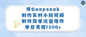 用Deepseek制作农村小院视频，制作简单流量爆炸，单日变现多张-风淘社