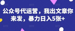 公众号代运营,我出文章你来发,暴力日入5张+【揭秘】-风淘社
