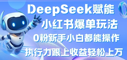 DeepSeek赋能小红书爆单玩法0粉新手小白都能操作,执行力跟上收益轻松上W,懒人勿做-风淘社