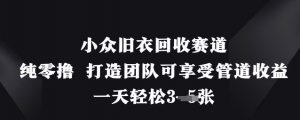 小众旧衣回收赛道，纯零撸 打造团队可享受管道收益，一天轻松3张-风淘社