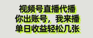 视频号直播代播，你出账号我来播，单日收益轻松几张【揭秘】-风淘社