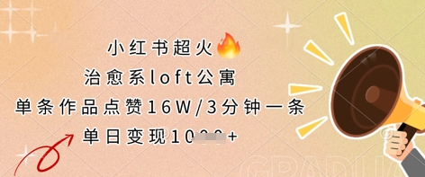 小红书超火的治愈系loft公寓,单条作品点赞16W,3分钟一条,单日变现数张-风淘社