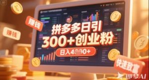 拼多多创业引流项目，每天吸引200+付费创业粉，实现日入多张+稳定收益-风淘社