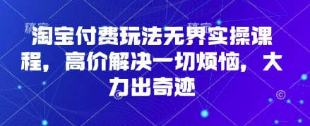 淘宝付费玩法无界实操课程,高价解决一切烦恼,大力出奇迹-风淘社