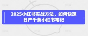 2025小红书实战方法，如何快速日产千条小红书笔记-风淘社