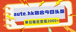 aute.hk融合今日头条，一键复制粘贴，单日稳定变现多张【揭秘】-风淘社