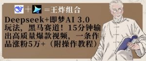 Deepseek+即梦AI3.0玩法,黑马赛道!15分钟输出高质量爆款视频,一条作品涨粉5W+-风淘社