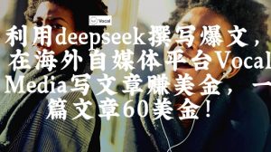 出海搞钱!利用deepseek撰写爆文,在海外自媒体平台Vocal Media写文章挣美金,一篇文章60刀-风淘社