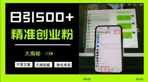 不需要我们去想文案,也不需要我们去剪辑视频,日引500+精准创业粉,方法大揭秘-风淘社