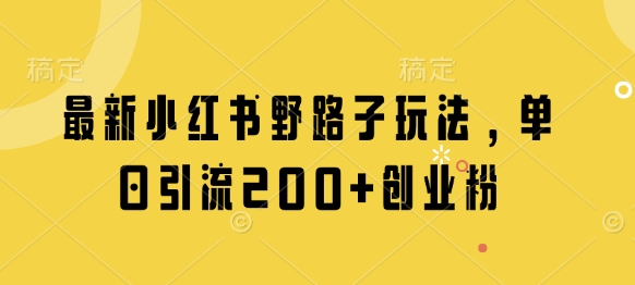 最新小红书野路子玩法,单日引流200+创业粉-风淘社