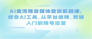 Ai全流程自媒体变现实战课,结合AI工具,从平台选择、剪辑入门到账号运营-风淘社