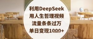 利用DeepSeek用人生哲理视频,流量条条过万,单日变现数张-风淘社