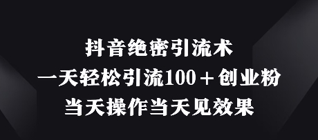 抖音绝密引流术,一天轻松引流100+创业粉,当天操作当天见效果-风淘社