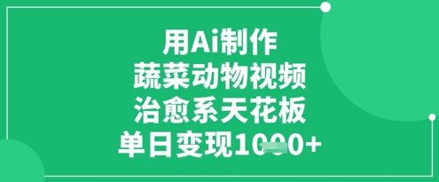 用Ai制作蔬菜动物视频,治愈系天花板,单日变现1k-风淘社