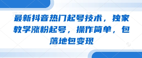 最新抖音热门起号技术，独家教学涨粉起号，操作简单，包落地包变现-风淘社