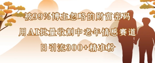 被99%博主忽略的财富密码:用AI批量收割中老年情感赛道,日引流300+精准粉-风淘社