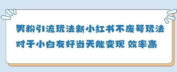 男粉引流玩法(新)，玩法友好做的好当天就能变现-风淘社