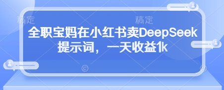 全职宝妈在小红书卖DeepSeek提示词，一天收益1k-风淘社