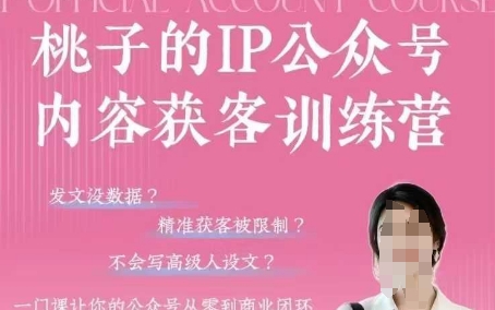 桃子IP公众号内容获客训练营(第3期),一门让你公众号从0到商业闭环的课程-风淘社