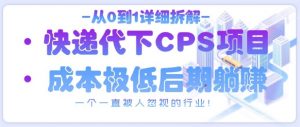 从0到1详细拆解快递代下CPS项目,一个一直被人忽视的行业!-风淘社