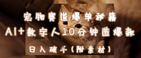 宠物赛道爆单秘籍:AI+数字人10分钟造爆款,日入1k-风淘社