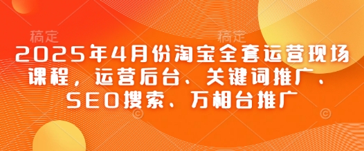 2025年4月份淘宝全套运营现场课程,运营后台、关键词推广、SEO搜索、万相台推广-风淘社
