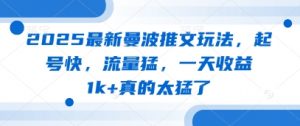 2025最新曼波推文玩法,起号快,流量猛,一天收益1k+真的太猛了-风淘社
