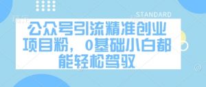 公众号引流精准创业项目粉,0基础小白都能轻松驾驭-风淘社