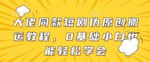 大佬同款短剧伪原创搬运方法,0基础小白也能轻松学会-风淘社