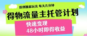 得物流量主托管计划,原创独家玩法,每天几分钟,快速变现,48小时即得收益【揭秘】-风淘社