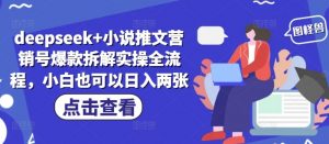 deepseek+小说推文营销号爆款拆解实操全流程，小白也可以日入两张-风淘社