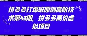 拼多多打爆班原创高阶技术第43期,拼多多高价虚拟项目-风淘社