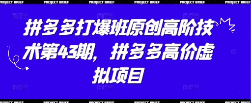 拼多多打爆班原创高阶技术第43期，拼多多高价虚拟项目-风淘社