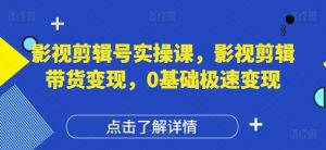 影视剪辑号实操课,影视剪辑带货变现,0基础极速变现-风淘社