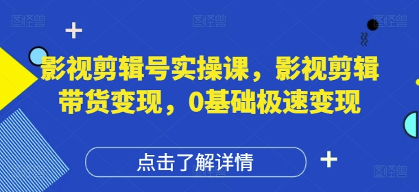 影视剪辑号实操课,影视剪辑带货变现,0基础极速变现-风淘社