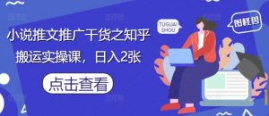 小说推文推广干货之知乎搬运实操课，日入2张-风淘社