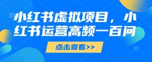 小红书虚拟项目，小红书运营高频一百问【文档】-风淘社