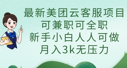 最新美团云客服项目,可兼职可全职,新手小白人人可做,月入3k无压力-风淘社