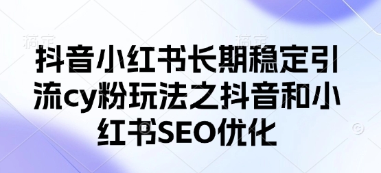 抖音小红书长期稳定引流cy粉玩法之抖音和小红书SEO优化-风淘社