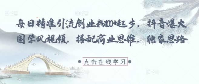 每日精准引流创业粉100+起步,抖音爆火国学风视频,搭配商业思维,独家思路-风淘社