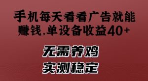 手机每天看看广告就能挣钱,单设备收益40+,无需养鸡,实测稳定【揭秘】-风淘社