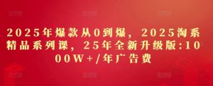 2025年爆款从0到爆，2025淘系精品系列课，25年全新升级版：1000W+1年广告费-风淘社