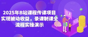 2025年B站课程传课项目实现被动收益,录课制课全流程实操演示-风淘社