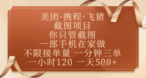 飞猪美团截图项目,你只管截图,一部手机在家做,正规平台无套路,一天5张+【揭秘】-风淘社