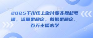2025千川线上微付费实操起号课，流量更稳定，数据更稳定，百万主播必学-风淘社