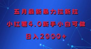 五月最新暴力拉新拉,小红薯4.0新手小白可做,日入多张-风淘社