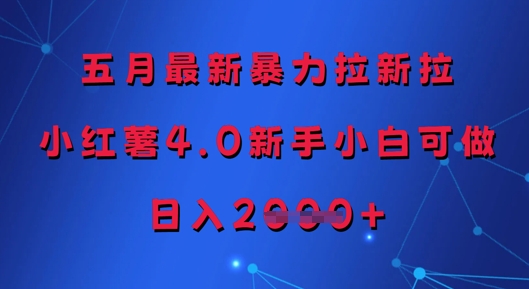 五月最新暴力拉新拉,小红薯4.0新手小白可做,日入多张-风淘社